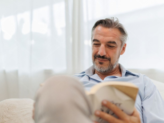Man representing male sexual health and wellness in an educational context