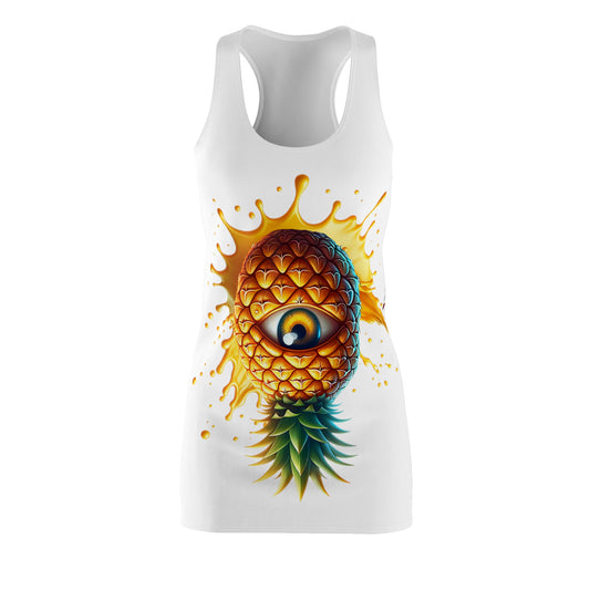 Women's Upside down Pineapple Sexy White Racerback Dress / Swinger Lifestyle / QOS / Queen of Spades