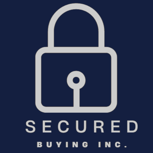 Logo of Secured Buying Inc. with a padlock icon on a dark blue background