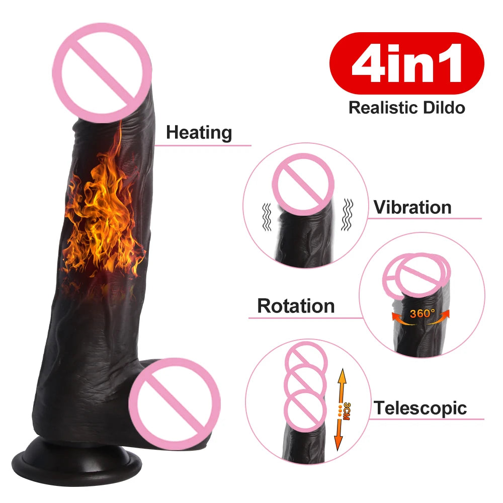 Automatic Telescopic Dildo Vibrator - Wireless, Rotating Realistic Penis