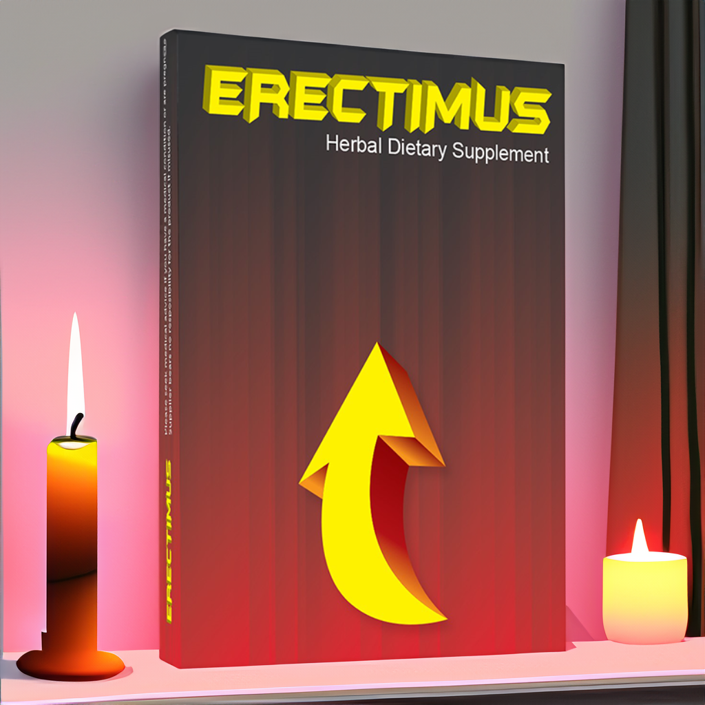 Get 50% OFF Erectimus - a herbal instant erection pill shown in an intimate setting with candles